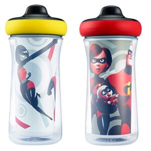 the first years disney incredibles 2 insulated hard spout pack of sippy cups for toddlers, 9 ounce (pack of 2)