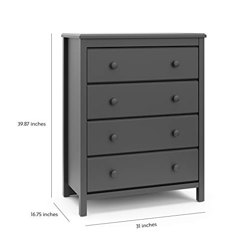 Storkcraft Alpine 4 Drawer Chest (Gray) – GREENGUARD Gold Certified, Dresser For Nursery, 4 Drawer Dresser, Kids Dresser, Nursery Dresser Drawer Organizer, Chest of Drawers