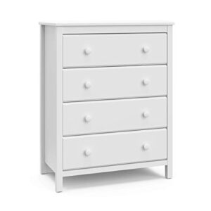 storkcraft alpine 4 drawer chest (white) – greenguard gold certified, dresser for nursery, 4 drawer dresser, kids dresser, nursery dresser drawer organizer, chest of drawers