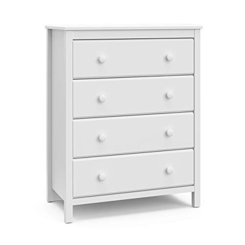 Storkcraft Alpine 4 Drawer Chest (White) – GREENGUARD Gold Certified, Dresser For Nursery, 4 Drawer Dresser, Kids Dresser, Nursery Dresser Drawer Organizer, Chest of Drawers