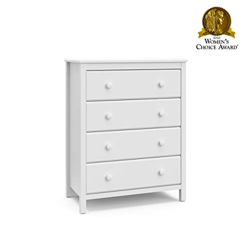 Storkcraft Alpine 4 Drawer Chest (White) – GREENGUARD Gold Certified, Dresser For Nursery, 4 Drawer Dresser, Kids Dresser, Nursery Dresser Drawer Organizer, Chest of Drawers