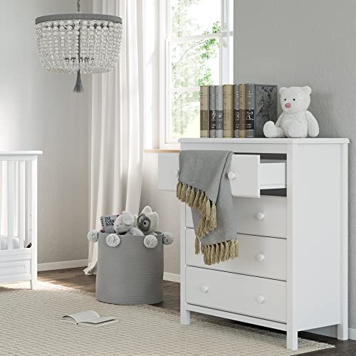 Storkcraft Alpine 4 Drawer Chest (White) – GREENGUARD Gold Certified, Dresser For Nursery, 4 Drawer Dresser, Kids Dresser, Nursery Dresser Drawer Organizer, Chest of Drawers