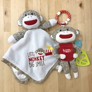 Baby Starters Baby Snuggle Blanket and Toy with Satin, Sock Monkey, 14 inches