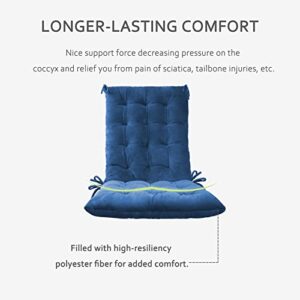 ELFJOY Solid Color Cozy Sanding Fabric Rocker Cushion Set - Chair Pads Set (Navy)