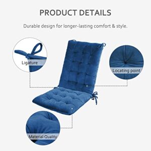 ELFJOY Solid Color Cozy Sanding Fabric Rocker Cushion Set - Chair Pads Set (Navy)