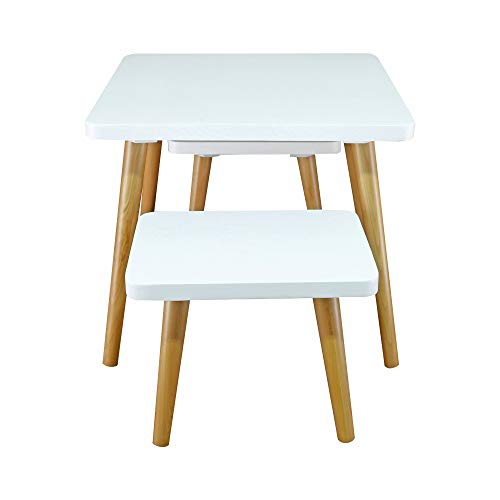 American Trails The Easel Table & Chair Set Kid Table, Two-Tone (White, Natural)