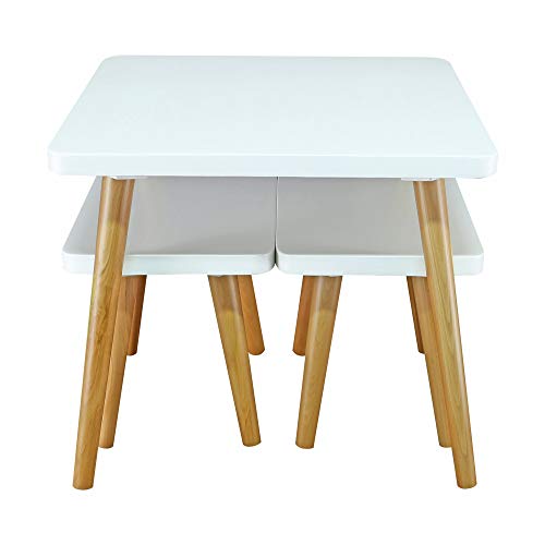 American Trails The Easel Table & Chair Set Kid Table, Two-Tone (White, Natural)