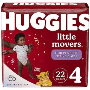 huggies little movers baby diapers, size 4 (22-37 lbs), 22 ct