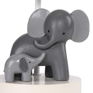 Lambs & Ivy Me & Mama White/Gray Elephant Nursery Lamp with Shade & Bulb