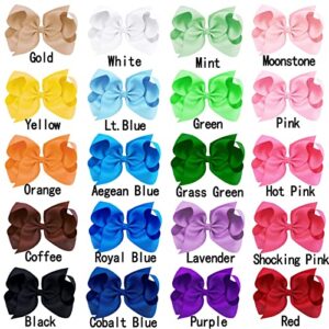 Oaoleer 40Pcs 4.5" Hair Bows Clips Grosgrain Ribbon Bows Hair Alligator Clips Hair Barrettes Hair Accessories for Baby Girls Infants Toddlers Kids Teens Children (4.5 Inch, 20 Colors in Pairs)