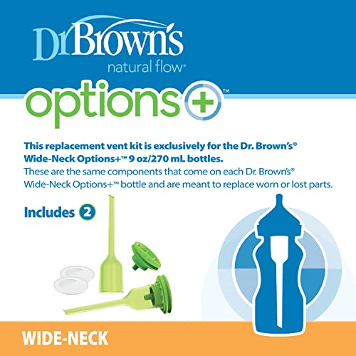 Dr. Brown’s Natural Flow® Options+™ Replacement Vent Kit, Wide-Neck 2 Count (Pack of 1)