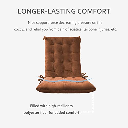 ELFJOY Solid Color Cozy Sanding Fabric Rocker Cushion Set - Chair Pads Set (Brown)