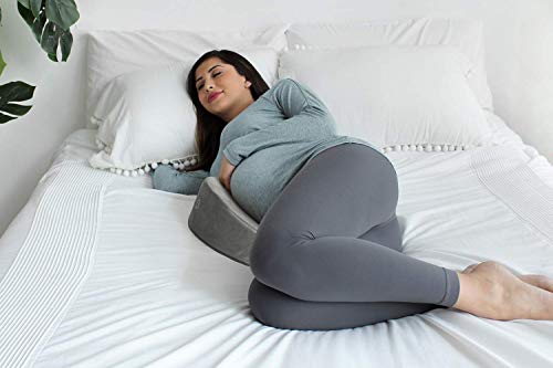 PharMeDoc Pregnancy Pillows for Sleeping Wedge Pillow, Maternity Pillow,Belly Wedge Memory Foam, Pregnancy Must Haves, New Mom Gifts for Women, Velvet Grey Cover