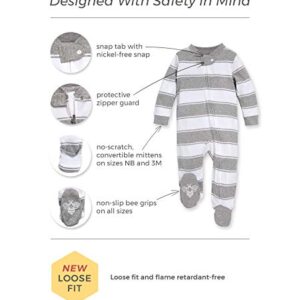 Burt's Bees Baby baby boys Play Pjs, 100% Organic Cotton One-piece Romper Jumpsuit Zip Front Pajamas and Toddler Sleepers, Navy Rugby Stripe, 6 Months US