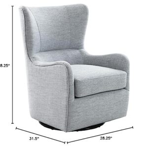 Madison Park Swivel Glider Chair for Living Room, High Back Bedroom Lounge Foam Seat Cushion Upholstered, Nursery Furniture, Metal Base, Fully Assembled, 28.25" W x 31.5" D x 38.25" H, Light Blue