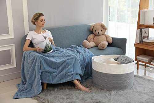 24" x 24" x 17" Max Size Large Cotton Rope Basket, Extra Large Storage Basket, Woven Laundry Hamper, Toy Storage Bin, for Blankets Clothes Toys Towels Pillows in Living Room, Baby Nursery, Grey