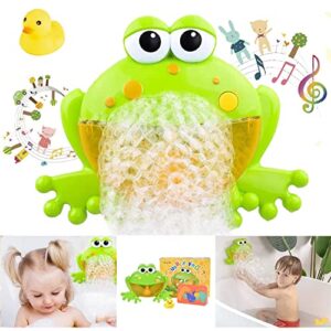 baby bath bubble toys set,tub big frog automatic bubble maker blower toys with 12 music baby fun shower toys, for boys, girls