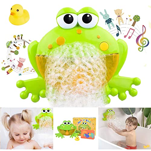 Baby Bath Bubble Toys Set,Tub Big Frog Automatic Bubble Maker Blower Toys with 12 Music Baby Fun Shower Toys, for Boys, Girls