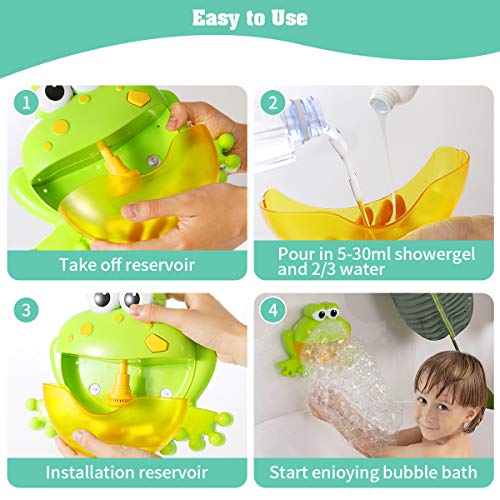 Baby Bath Bubble Toys Set,Tub Big Frog Automatic Bubble Maker Blower Toys with 12 Music Baby Fun Shower Toys, for Boys, Girls