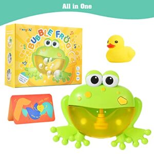 Baby Bath Bubble Toys Set,Tub Big Frog Automatic Bubble Maker Blower Toys with 12 Music Baby Fun Shower Toys, for Boys, Girls