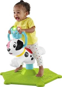 fisher-price toddler ride-on learning toy, bounce and spin puppy stationary musical bouncer for babies and toddlers ages 12+ months (amazon exclusive)