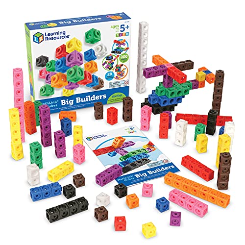 Learning Resources MathLink Cubes Big Builders - Set of 200 Cubes, Ages 5+, Develops Early Math Skills, STEM Toys, Math Games for Kids, Math Cubes for Kids,Back to School Gifts