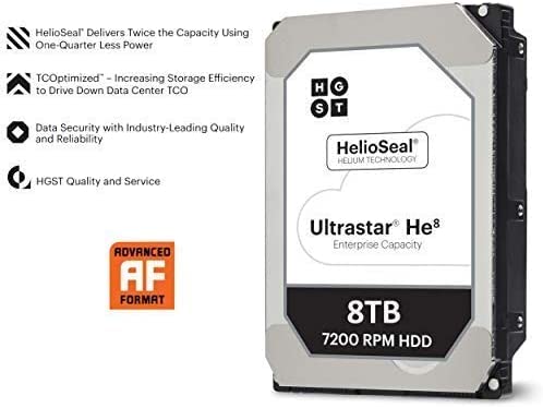 HGST Ultrastar He8 HUH728080ALE604 0F23668 / 0F25721 8TB 7,2K RPM SATA 6Gb/s 128MB 3.5 inches HDD 512E (Renewed)