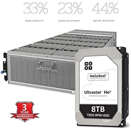 HGST Ultrastar He8 HUH728080ALE604 0F23668 / 0F25721 8TB 7,2K RPM SATA 6Gb/s 128MB 3.5 inches HDD 512E (Renewed)