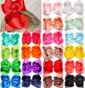 ded 20 pcs 8" hair bows clips boutique grosgrain ribbon big large bows alligator hair accessories for baby girls teens kids