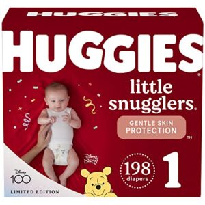 huggies little snugglers baby diapers, size 1 (8-14 lbs), 198 ct, newborn diapers