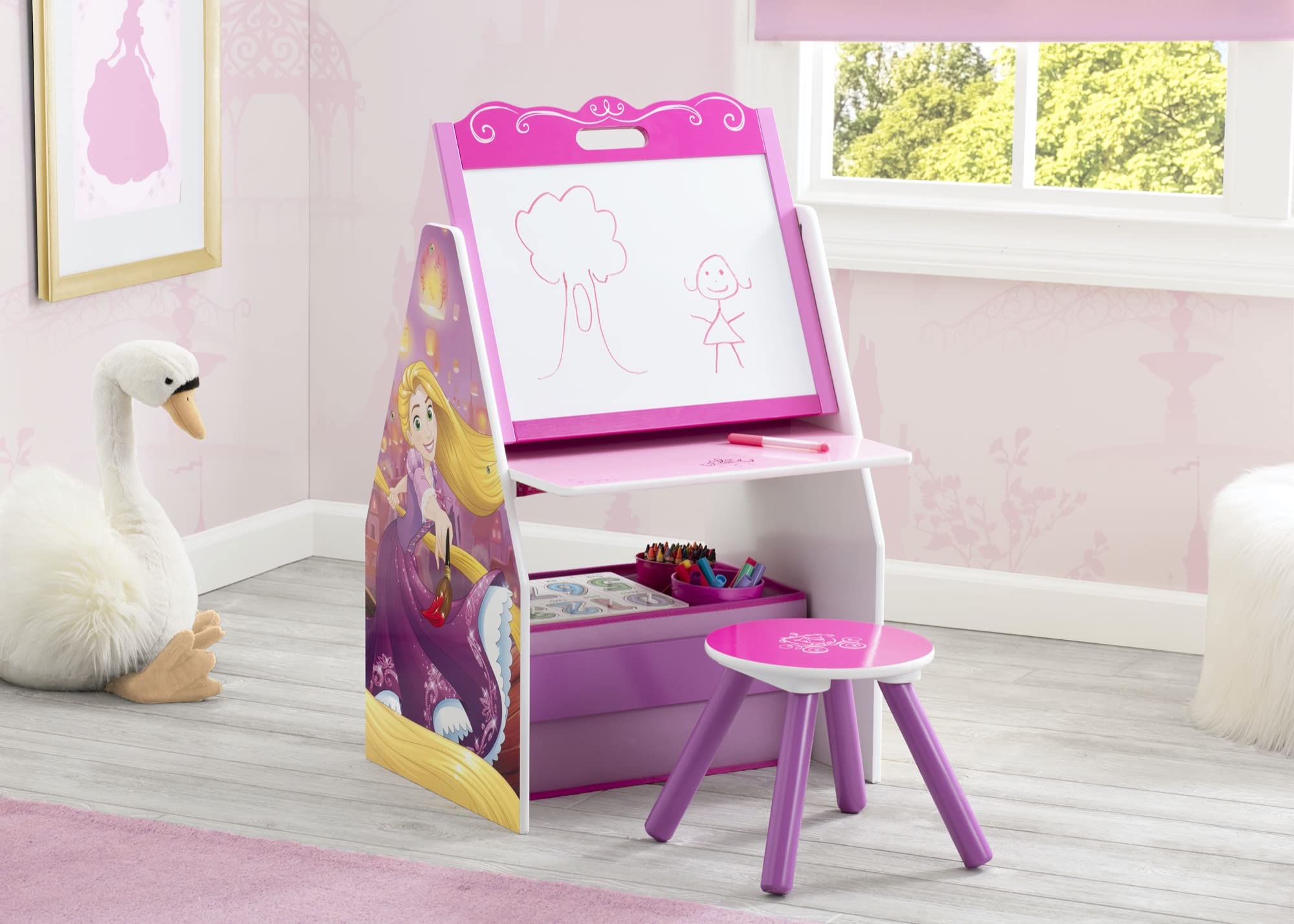 Delta Children Kids Easel and Play Station – Ideal for Arts & Crafts, Homeschooling and More- Greenguard Gold Certified, Disney Princess