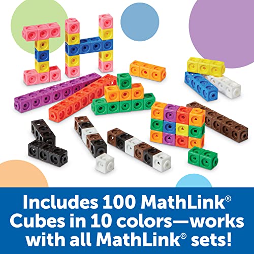 Learning Resources STEM Explorers MathLink Builders - 100 Pieces, Ages 5+, Kindergarten STEM Activities, Math Activity Set and Games for Kids, Linking Cubes, Connecting Cubes,Back to School Supplies