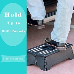 5 inch Lightweight Portable Folding Step - Great for Kitchen, Bathroom, Bedroom, Kids or Adults -Opens Easy with One Flip