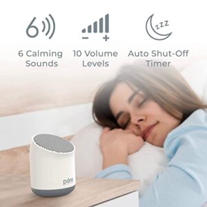 Pure Enrichment® Wave™ Mini Travel Sound Machine - 6 Soothing Sounds Including White Noise, Seamless Loop Audio, Rechargeable Battery, 48 Hour Run Time, Optional Timer, and Storage Bag