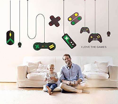 CHengQiSM Game Wall Stickers Gamer Room Decor Gaming Controller Joystick Playroom Wall Decals for Bedroom Living Room Decor Removable Art Mural for Boys Kids Men