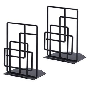 sriwatana book ends heavy duty, decorative black bookends for shelves, window lattice design