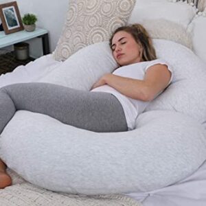 Pharmedoc Pregnancy Pillows, C-Shape Full Body Pillow – Jersey Cover Light Grey – Pregnancy Pillows for Sleeping – Body Pillows for Adults, Maternity Pillow and Pregnancy Must Haves