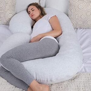 Pharmedoc Pregnancy Pillows, C-Shape Full Body Pillow – Jersey Cover Light Grey – Pregnancy Pillows for Sleeping – Body Pillows for Adults, Maternity Pillow and Pregnancy Must Haves