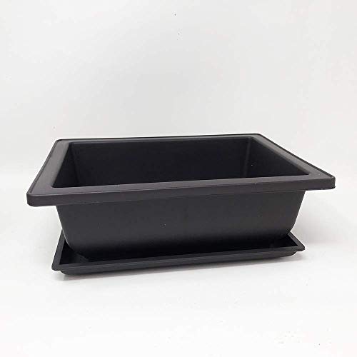 Bonsai Training Pots Humidity Trays - Built in Mesh, 6-Inch Large Planters + Made from Durable Shatter Proof Poly-Resin, 9-Pack Pot Set