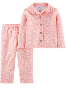 simple joys by carter's toddler girls' 2-piece coat style pajama set, pink, dots, 2t