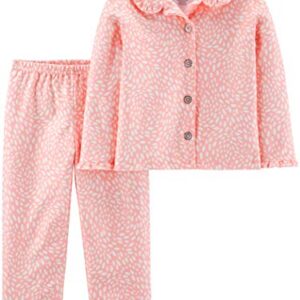 Simple Joys by Carter's Toddler Girls' 2-Piece Coat Style Pajama Set, Pink, Dots, 2T