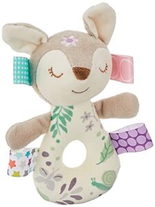 taggies embroidered soft ring rattle, flora fawn