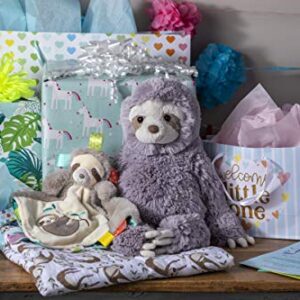 Taggies Soothing Sensory Stuffed Animal Security Blanket, Molasses Sloth, 13 x 13-Inches