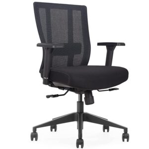 gm seating bitchair ergonomic mesh office chair - adjustable lumbar support computer desk chair with height adjustable arms - seat depth adjustable executive home office chair - (black)