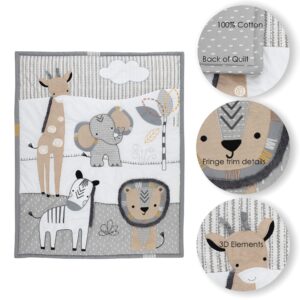 Lambs & Ivy Jungle Safari Gray/Tan/White Nursery 6-Piece Baby Crib Bedding Set