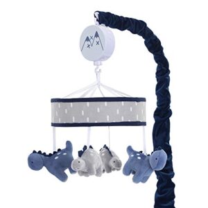 lambs & ivy baby dino blue/gray dinosaur musical baby crib mobile soother toy