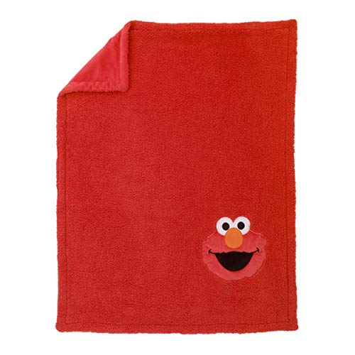 Sesame Street Elmo Red Soft Plush Sherpa Toddler Blanket with Applique