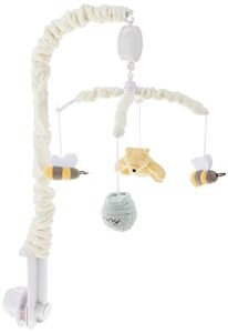 disney winnie the pooh classic pooh ivory, sage, butter musical mobile with hunny pot and bees, ivory, sage, butter, brown