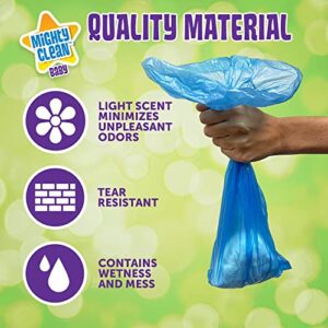 Mighty Clean Baby Disposable Diaper Bag Refill Rolls - Waste Sacks with Light Powder Scent - 72 Count