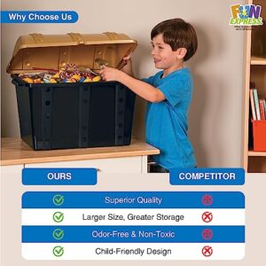 Fun Express Large Kids Treasure Chest Box - Fun Plastic Storage Bin for Toys, Rewards and Stuffed Animals Multi-Purpose Kids Treasure Box and Ultimate Toy Organizer